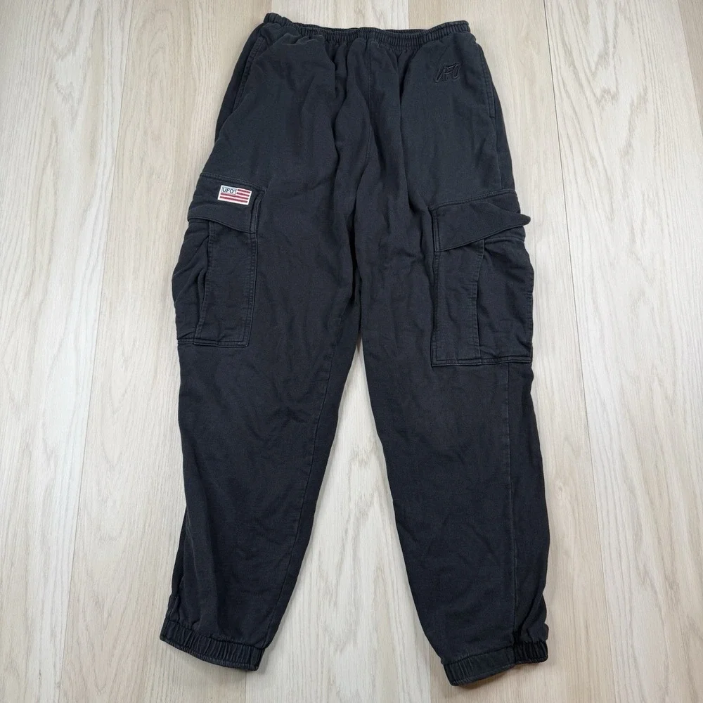 Vintage UFO USA Gym Sweatpants Joggers Black Men's Size XS Cargo Pockets